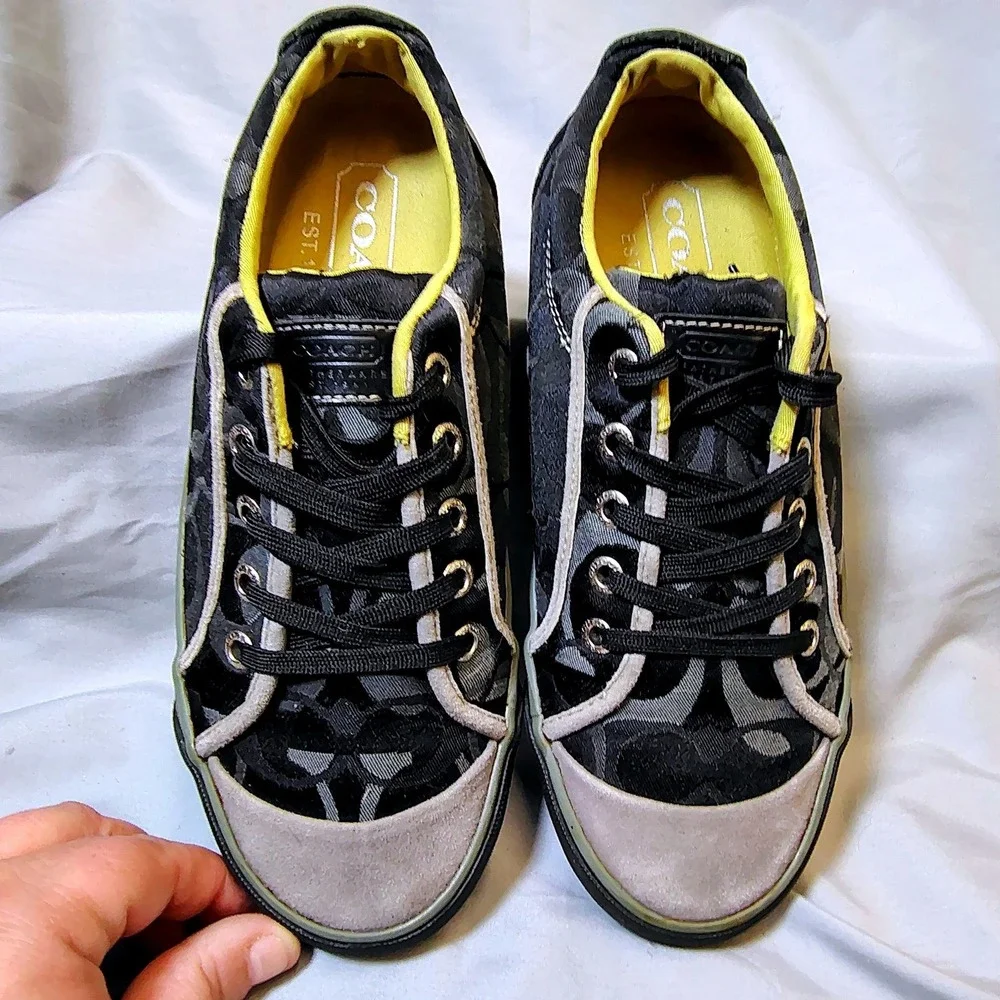 Coach Barrett P547 Womens Signature C Black Grey Canvas Sneakers Size‎ 7B